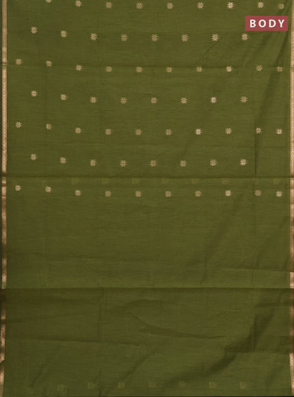 Semi maheswari cotton saree with allover zari woven buttas and small zari woven border
