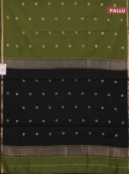 Semi maheswari cotton saree with allover zari woven buttas and small zari woven border