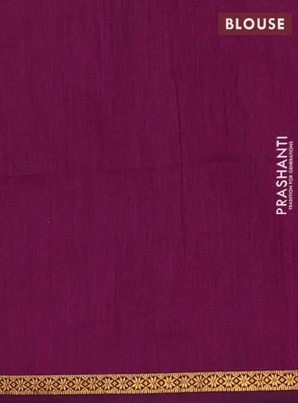 Semi maheswari cotton saree bottle green and magenta pink with allover zari woven buttas and small zari woven border