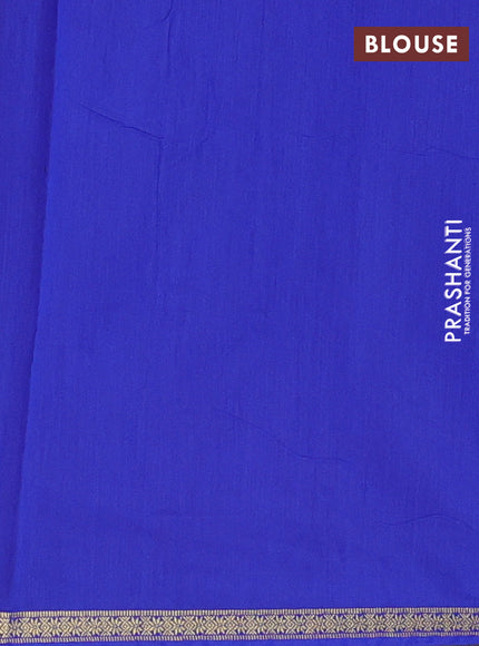 Semi maheswari cotton saree magenta pink and blue with allover zari woven buttas and small zari woven border