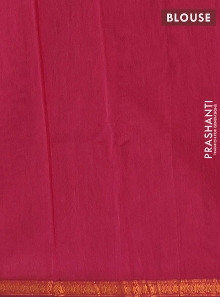 Semi maheswari cotton saree violet and magenta pink with allover copper zari woven buttas and small copper zari woven border