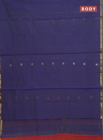 Semi maheswari cotton saree blue and pink with allover zari woven buttas and small zari woven border