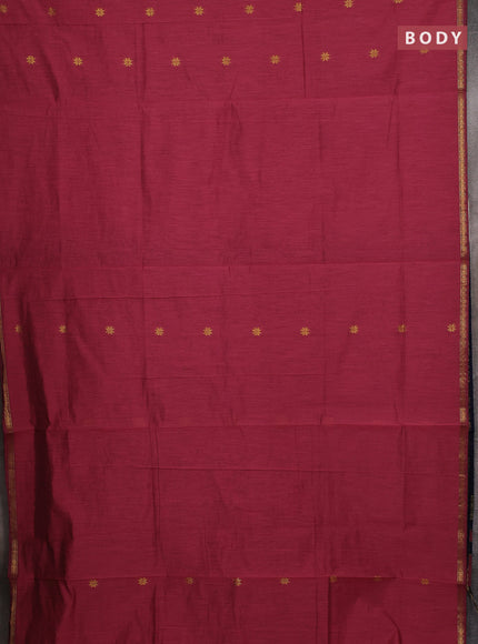 Semi maheswari cotton saree pink and navy blue with allover zari woven buttas and small zari woven border
