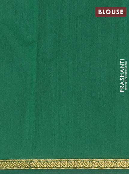 Semi maheswari cotton saree beige and green with allover zari woven buttas and small zari woven border