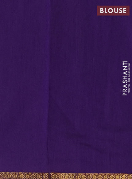 Semi maheswari cotton saree beige and violet with allover zari woven buttas and small zari woven border