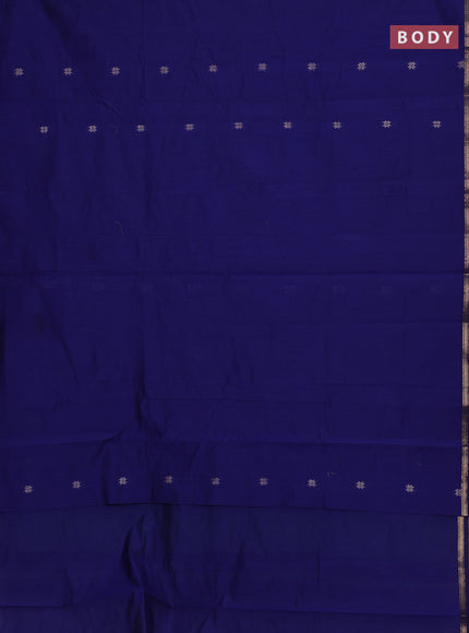 Semi maheswari cotton saree blue and teal green with allover zari woven buttas and small zari woven border