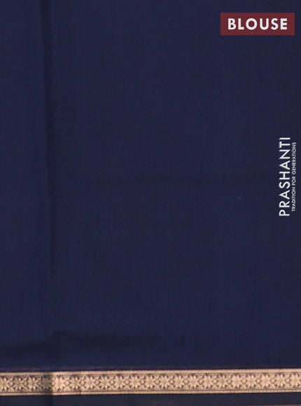 Semi maheswari cotton saree peacock blue and black with allover zari woven buttas and small zari woven border