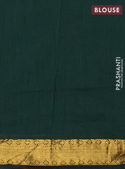 Semi maheswari cotton saree navy blue and bottle green with allover zari woven buttas and small zari woven border