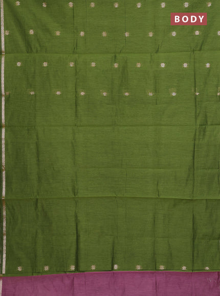 Semi maheswari cotton saree light green and mauve pink with allover zari woven buttas and small zari woven border