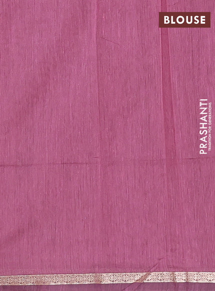 Semi maheswari cotton saree light green and mauve pink with allover zari woven buttas and small zari woven border