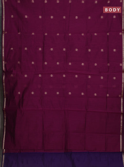 Semi maheswari cotton saree magenta pink and violet with allover zari woven buttas and small zari woven border