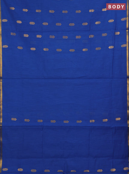 Semi maheswari cotton saree cs blue and magenta pink with allover zari woven buttas and small zari woven border