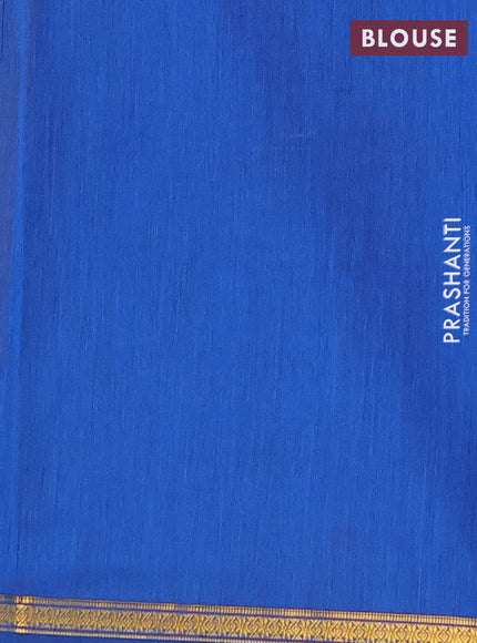 Semi maheswari cotton saree dark mustard and blue with allover zari woven buttas and small zari woven border