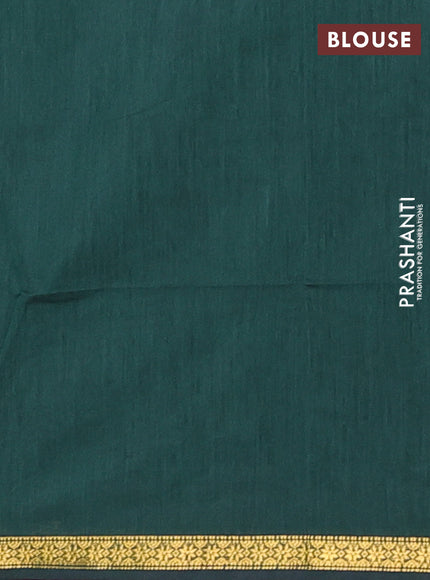 Semi maheswari cotton saree wine shade and bottle green with zari woven buttas and zari woven border
