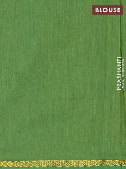 Semi maheswari cotton saree cs blue and green with zari woven buttas and zari woven border