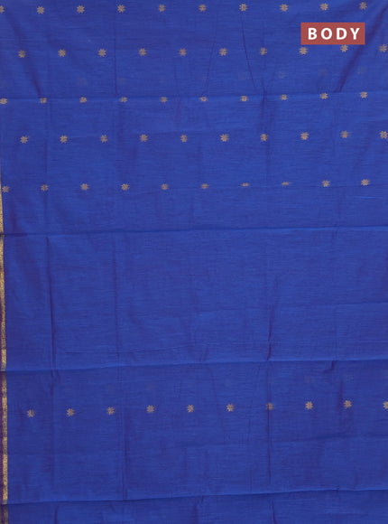 Semi maheswari cotton saree dual shade of bluw and red with zari woven buttas and zari woven border