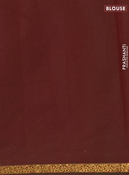 Semi maheswari cotton saree green and maroon with zari woven buttas and zari woven border