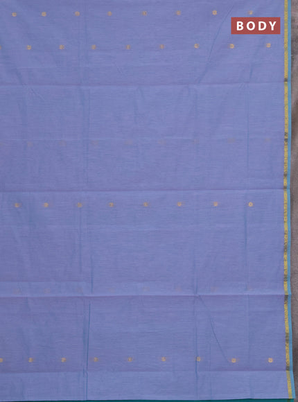 Semi maheswari cotton saree dual shade of mild lavender and teal green with zari woven buttas and zari woven border