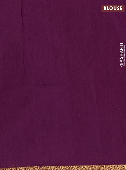 Semi maheswari cotton saree bottle green and purple with zari woven buttas and zari woven border
