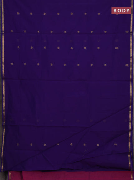 Semi maheswari cotton saree blue and magenta pink with zari woven buttas and zari woven border