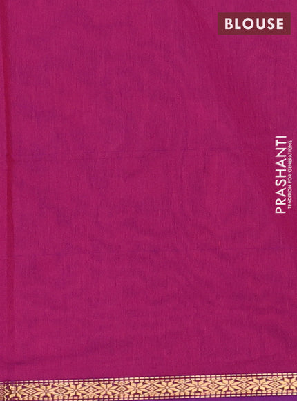 Semi maheswari cotton saree blue and magenta pink with zari woven buttas and zari woven border