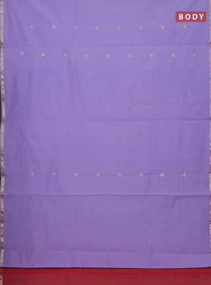 Semi maheswari cotton saree lavender and red with zari woven buttas and zari woven border