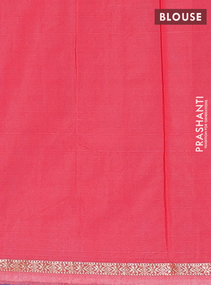 Semi maheswari cotton saree lavender and red with zari woven buttas and zari woven border
