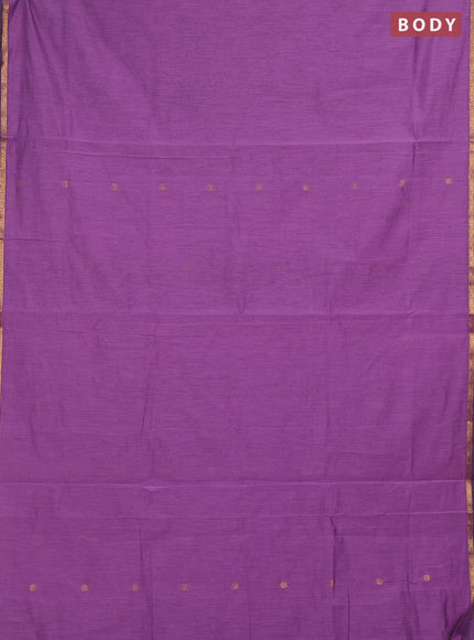 Semi maheswari cotton saree lavender and blue with allover zari woven buttas and small zari woven border