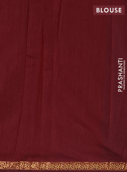 Semi maheswari cotton saree peacock green and deep maroon with allover zari woven buttas and small zari woven border