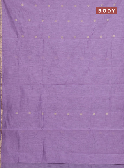 Semi maheswari cotton saree lavender and bottle green with allover zari woven buttas and small zari woven border