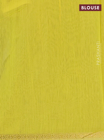 Semi maheswari cotton saree deep purple and lime yellow with allover thread woven buttas and small zari woven border