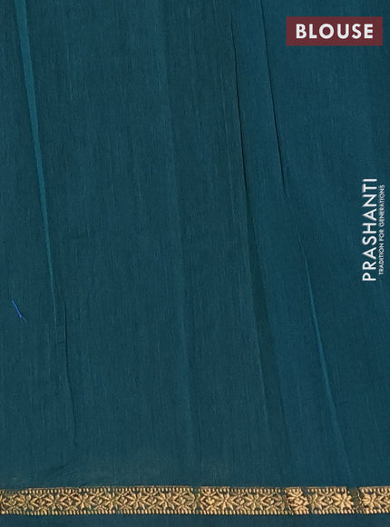 Semi maheswari cotton saree navy blue and peacock green with allover zari woven buttas and small zari woven border