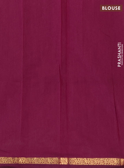 Semi maheswari cotton saree light green and purple with allover zari woven buttas and small zari woven border