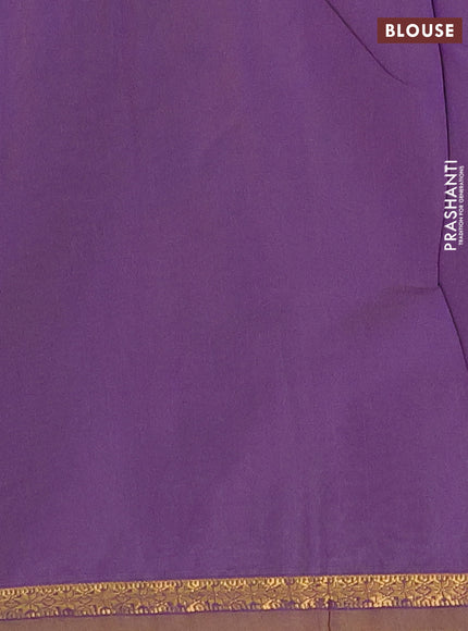 Semi maheswari cotton saree green and violet shade with allover zari woven buttas and small zari woven border