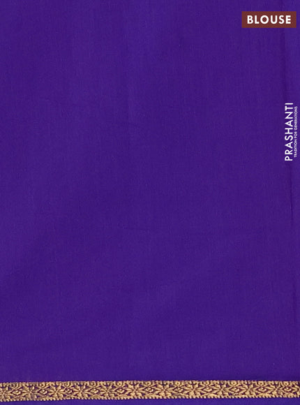 Semi maheswari cotton saree blue and violet with allover zari woven buttas and small zari woven border