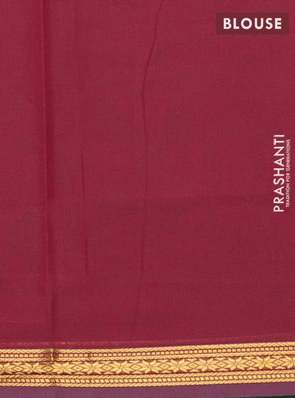 Semi maheswari cotton saree green and maroon with allover zari woven buttas and small zari woven border