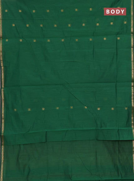 Semi maheswari cotton saree dark green and deep maroon with allover zari woven buttas and small zari woven border