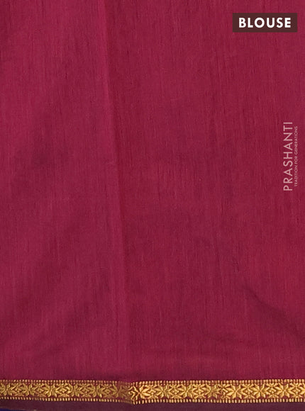 Semi maheswari cotton saree dark magenta pink and blue with allover zari woven buttas and small zari woven border