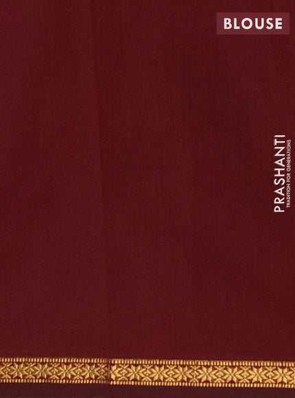 Semi maheswari cotton saree peacock green and deep maroon with zari woven buttas and small zari woven border