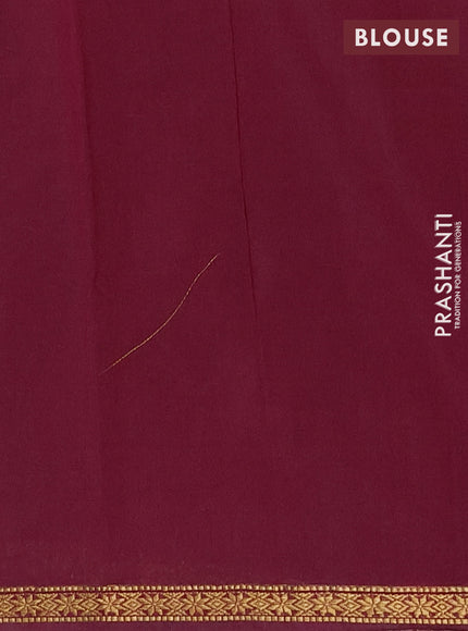 Semi maheswari cotton saree green and wine shade with zari woven buttas and small zari woven border