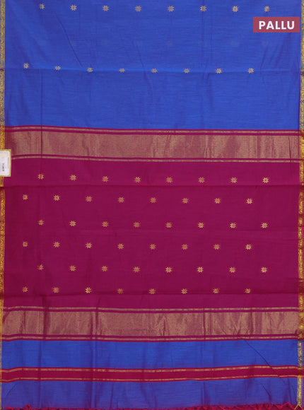 Semi maheswari cotton saree dual shade of purple and magenta pink with zari woven buttas and small zari woven border
