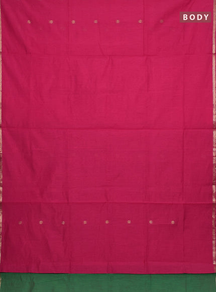 Semi maheswari cotton saree candy pink and green with zari woven buttas and small zari woven border