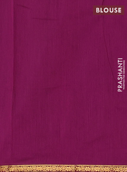 Semi maheswari cotton saree peacock blue and magenta pink with zari woven buttas and small zari woven border