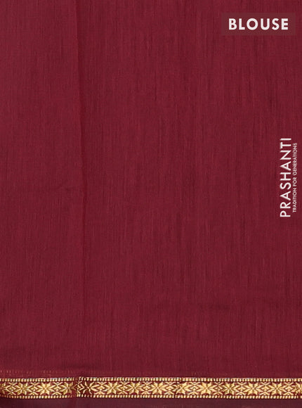 Semi maheswari cotton saree deep maroon and navy blue with zari woven buttas and small zari woven border