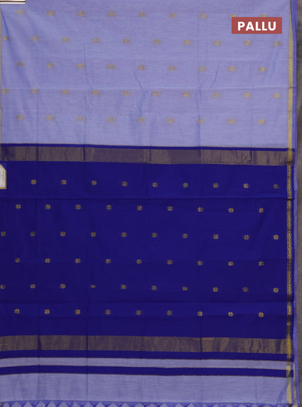 Semi maheswari cotton saree lavender and blue with zari woven buttas and small zari woven border