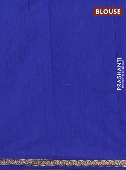 Semi maheswari cotton saree mehendi green and blue with zari woven buttas and small zari woven border