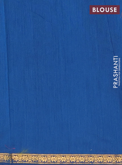 Semi maheswari cotton saree deep maroon and peacock blue with zari woven buttas and small zari woven border