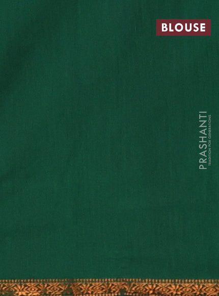 Semi maheswari cotton saree deep purple and green with copper zari woven buttas and small copper zari woven border