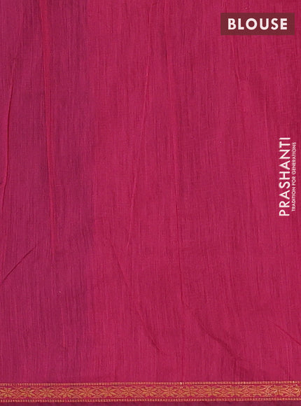 Semi maheswari cotton saree navy blue and magenta pink with copper zari woven buttas and small copper zari woven border