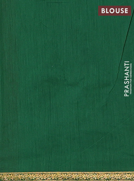 Semi maheswari cotton saree deep maron and green with zari woven buttas and small zari woven border